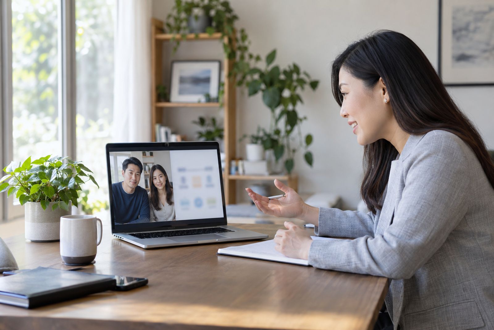 Advisor walking a client through accident benefit options