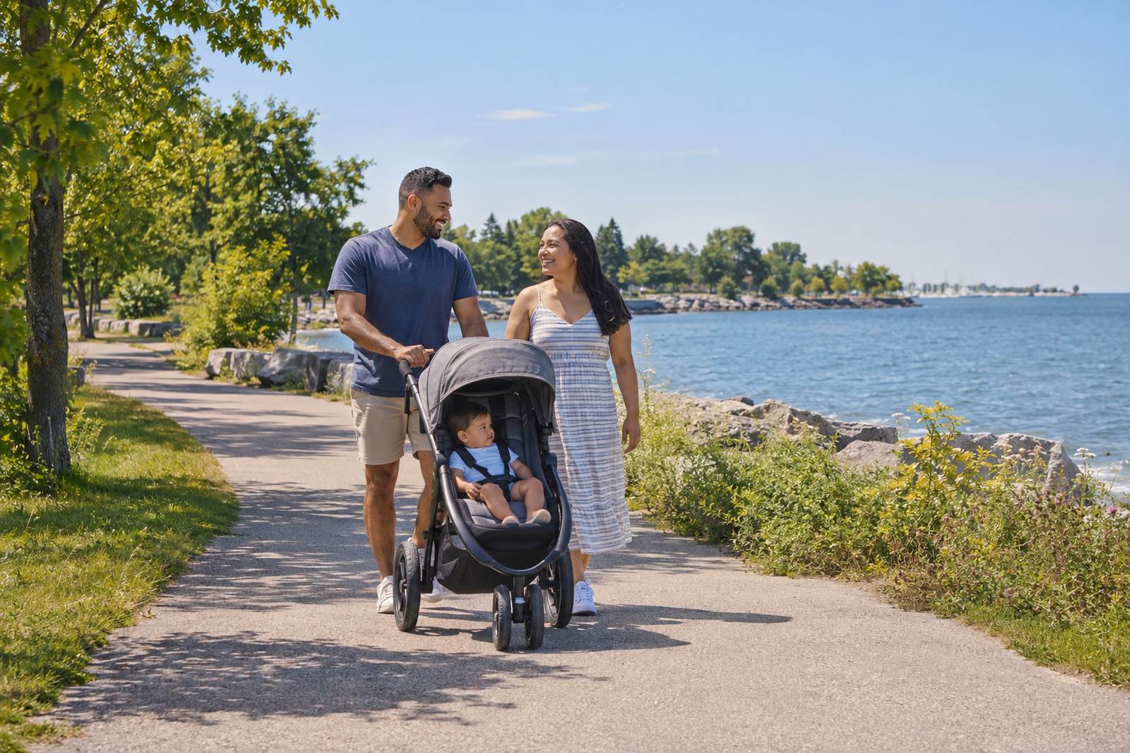 Family on the Ajax waterfront trail