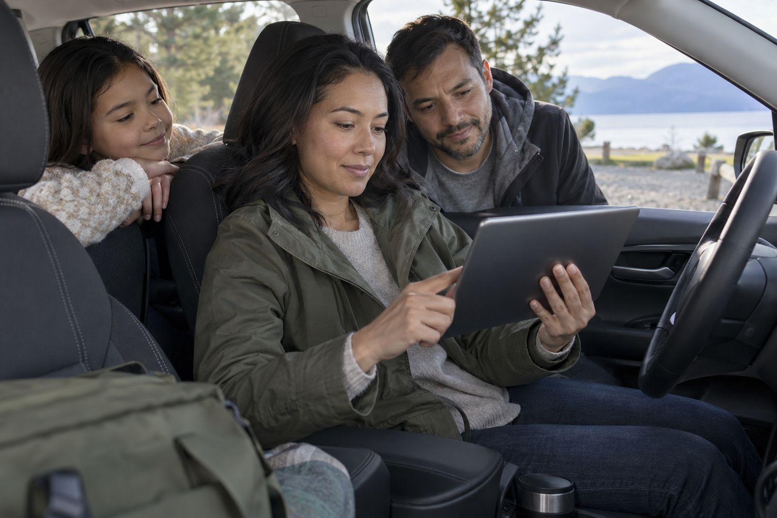 Driver reviewing coverage options on a tablet