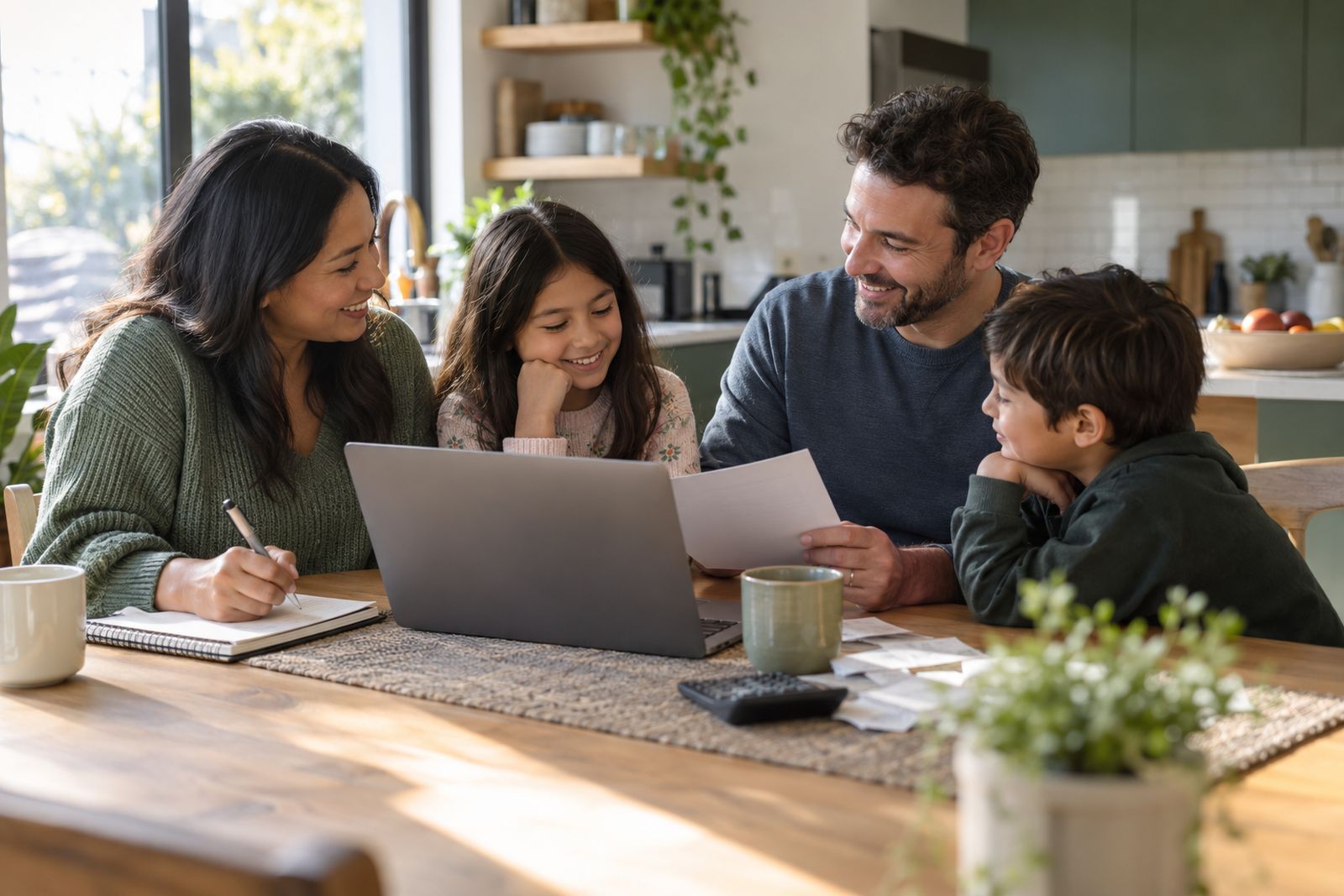 Family budgeting their monthly car costs
