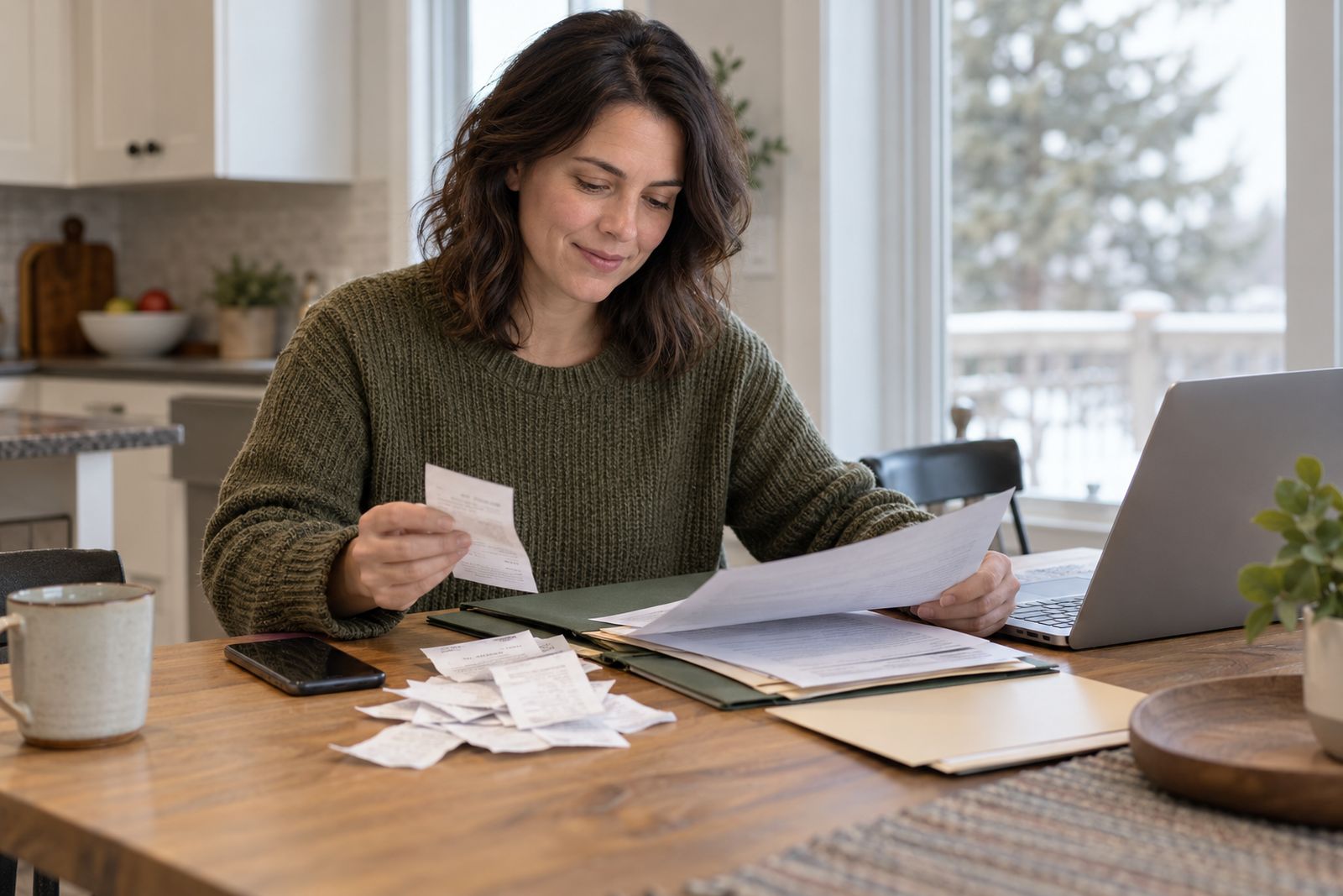 Organizing receipts and documents for an insurance claim