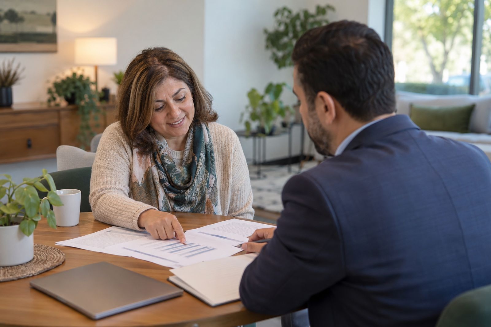 Client reviewing an insurance comparison with an advisor