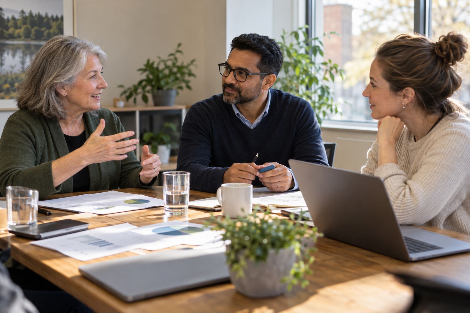 Non-profit board members meeting around a table