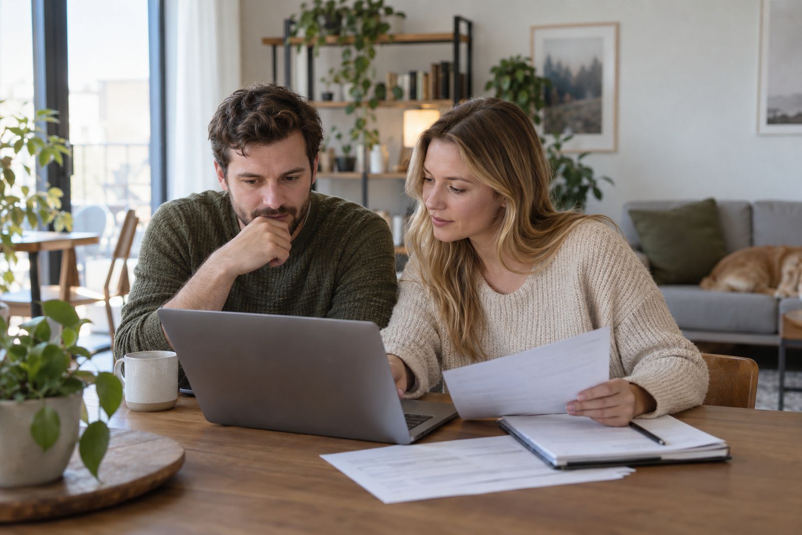 Newcomer couple planning their finances