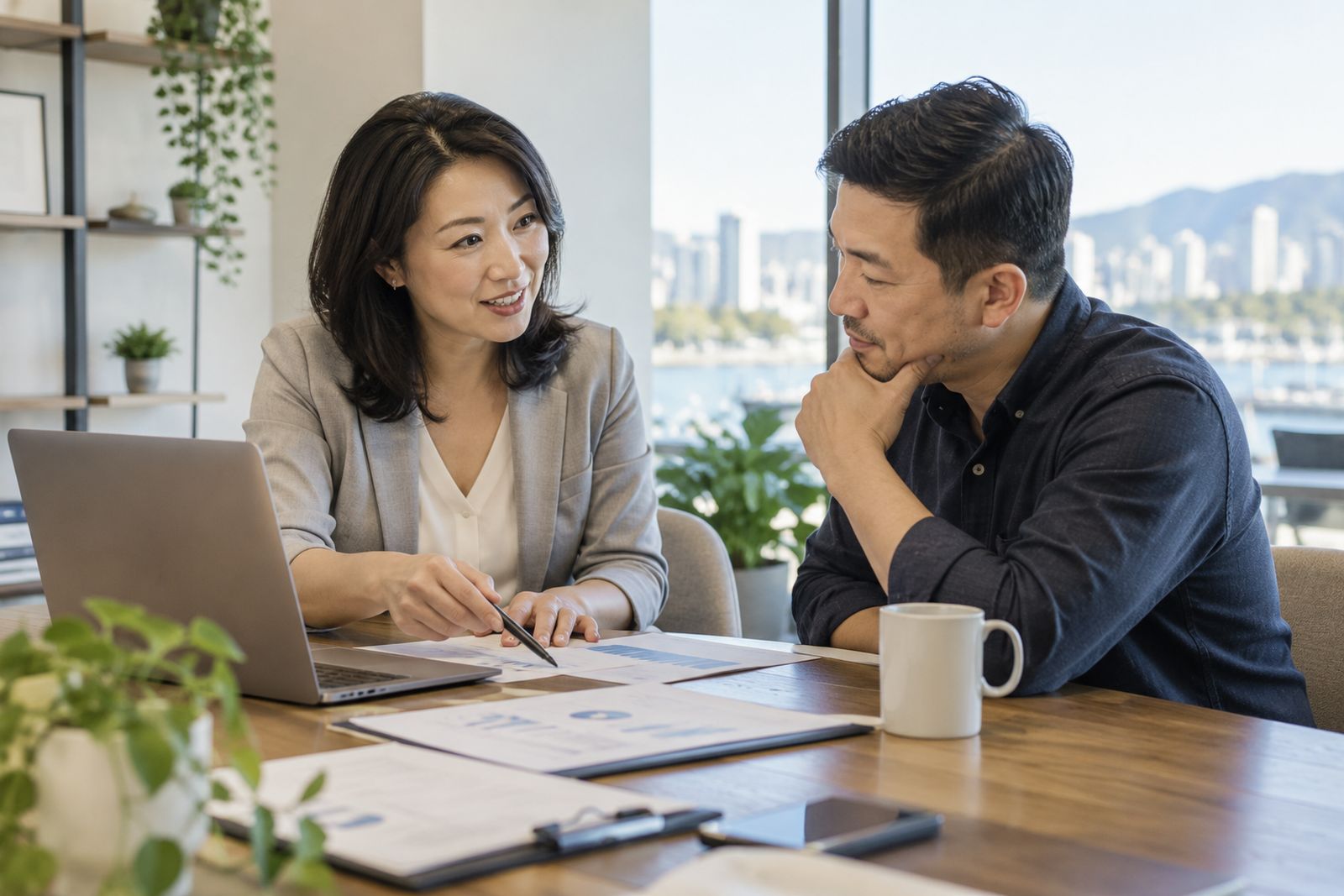 Consultant presenting a plan to a client