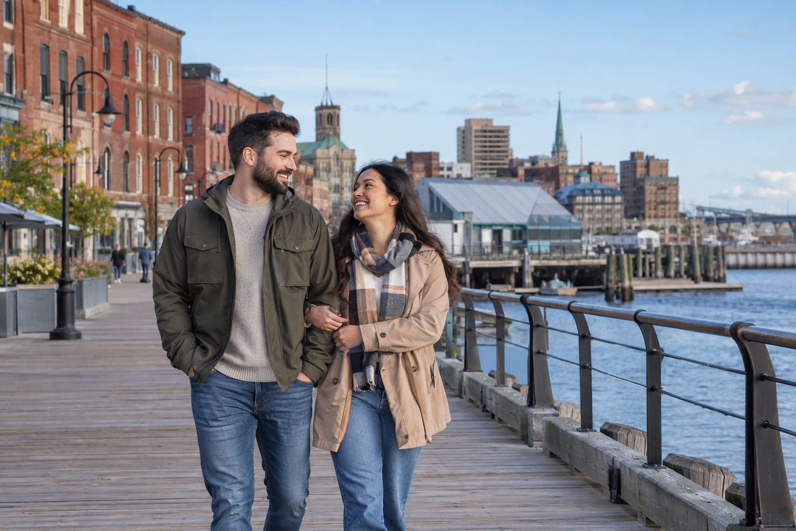 Couple on the Saint John harbour boardwalk