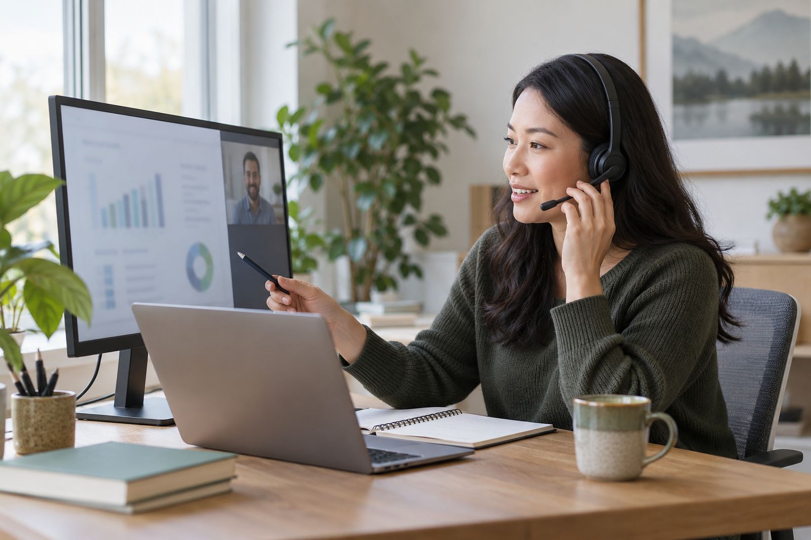 Specialist helping a self-employed client protect their income