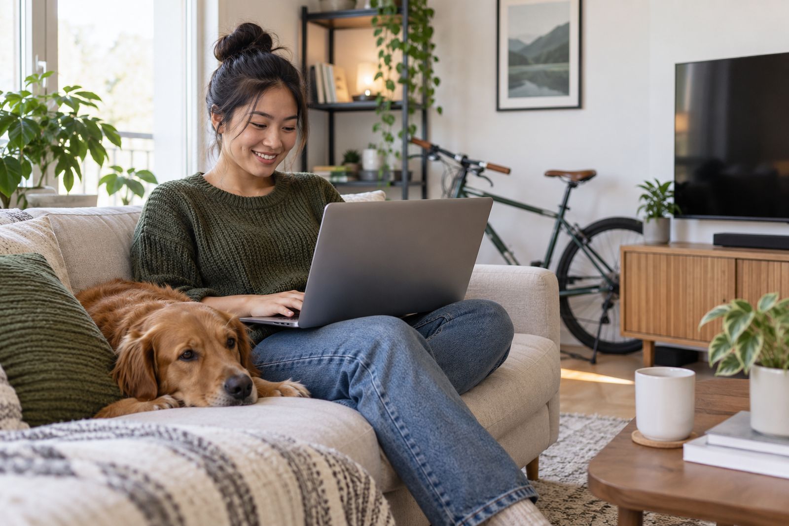 Renter's living room with belongings